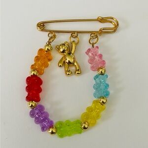 Rainbow Gummy Bear Safety Pin Brooch